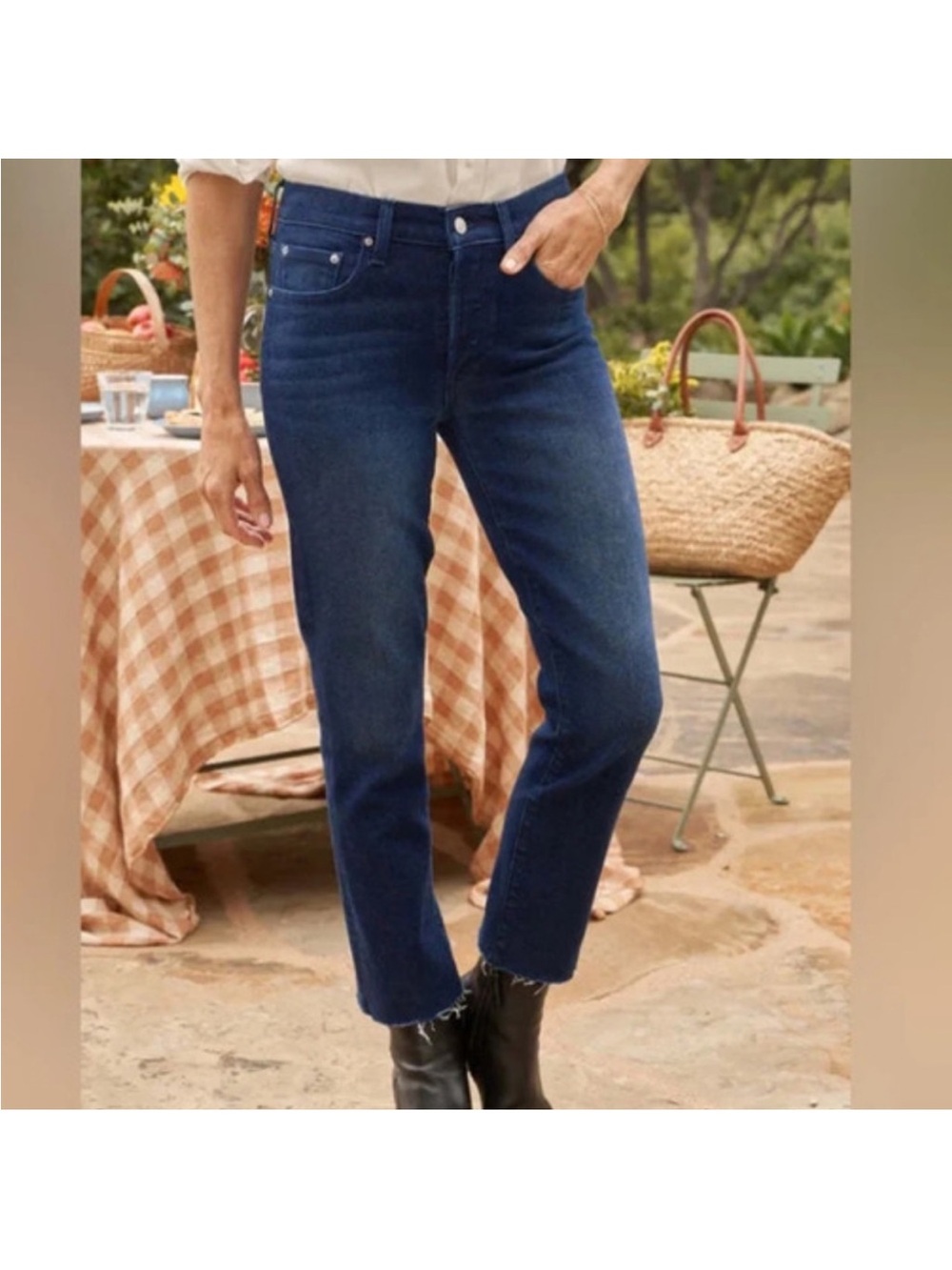 Frank & Eileen Cork rinse blue Jeans raw hem size 28
